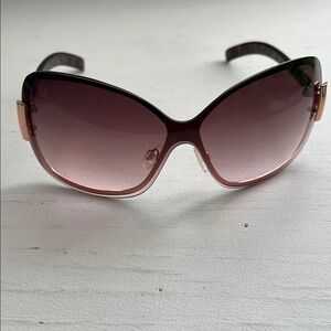 SAM EDELMAN Metallic Rose Gold Oversized Frame Sunglasses
